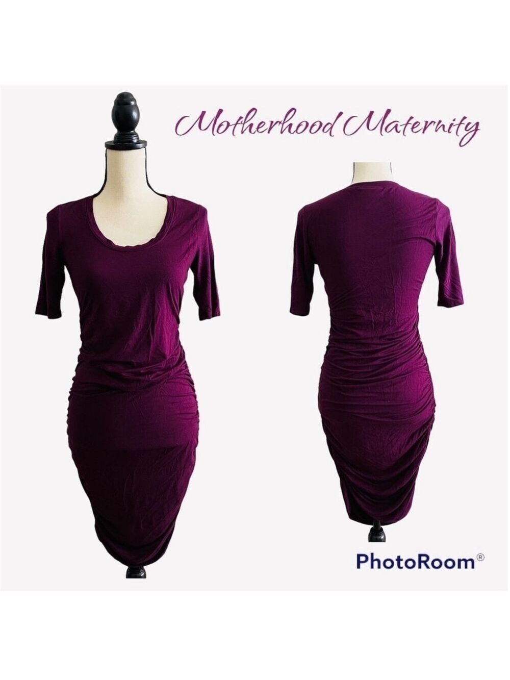 Motherhood Maternity Dress Deep Plum Fitted XS